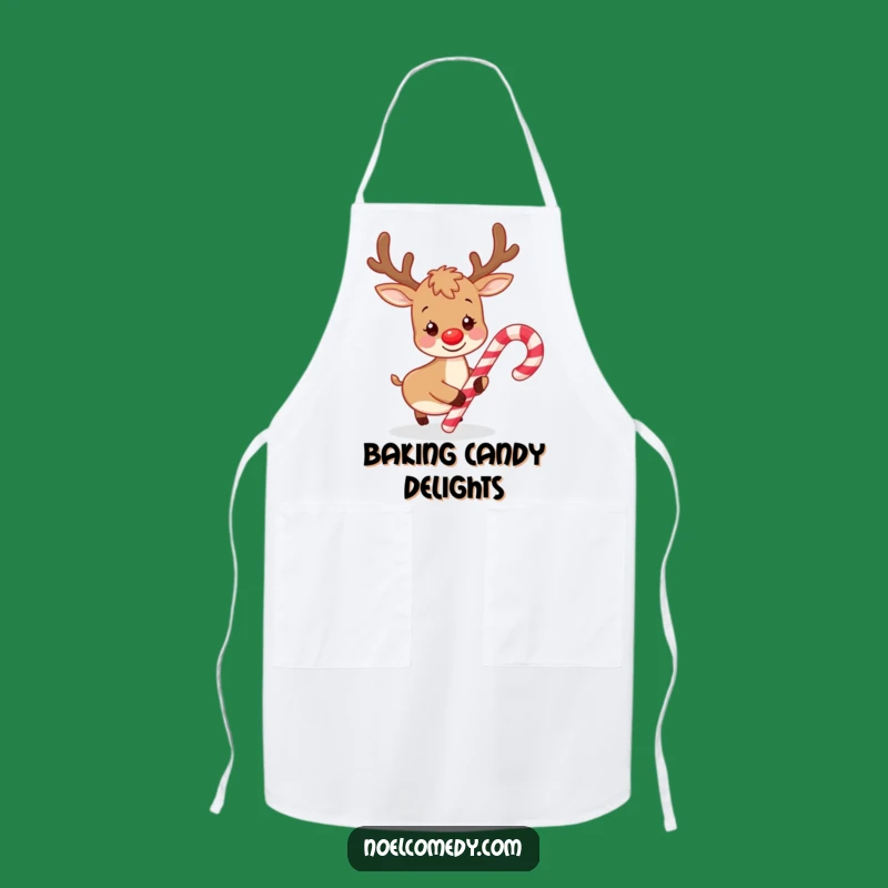 Funny Playful Reindeer Candy Cane Apron: Festive Kitchen Fun