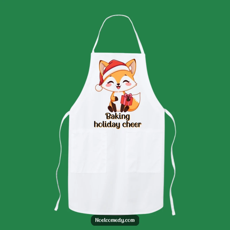 Funny Santa Fox Present Apron: Festive Kitchen Fun for the Holidays