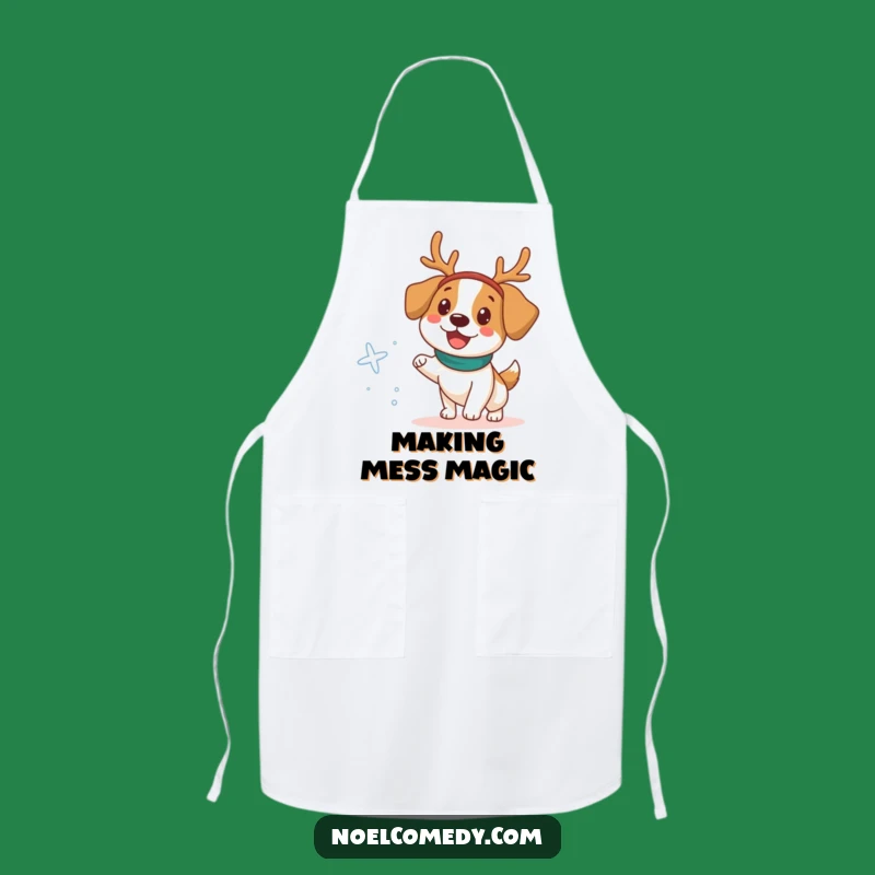 Funny Dog Reindeer Apron: Happy Holiday Kitchen Humor