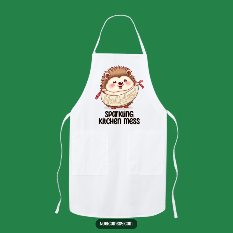 Funny Hedgehog Apron: Festive Glittery Holiday Cooking