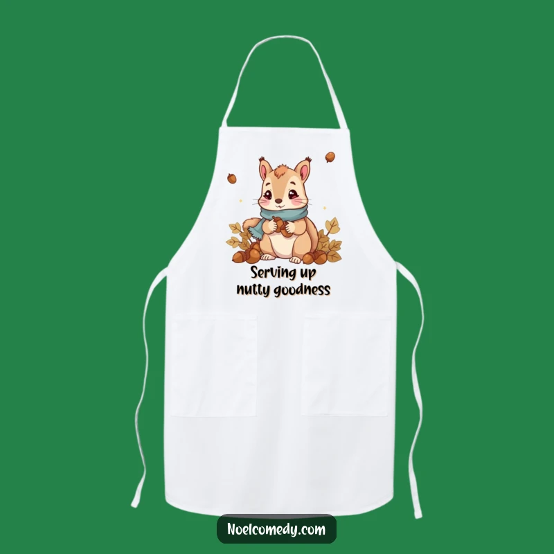 Funny Squirrel Apron: Cute Acorn Collector with Scarf, Kitchen Humor Gift