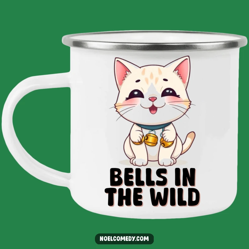 Funny Giggling Cat Jingle Bells Camping Mug - Durable, Hilarious Outdoor Gift