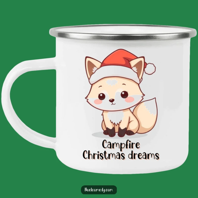 Funny Arctic Fox Santa Camping Mug: Festive Adventures, Perfect Comedic Gift