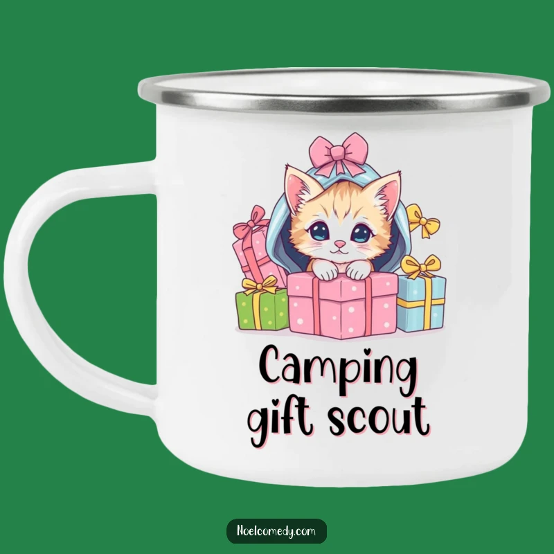Funny Kitten Christmas Camping Mug: Playful Holiday Adventure