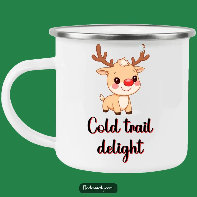 Funny Reindeer Camping Mug: Red Nose Snowflake Holder, Rugged & Humorous Holiday Outdoor Gift
