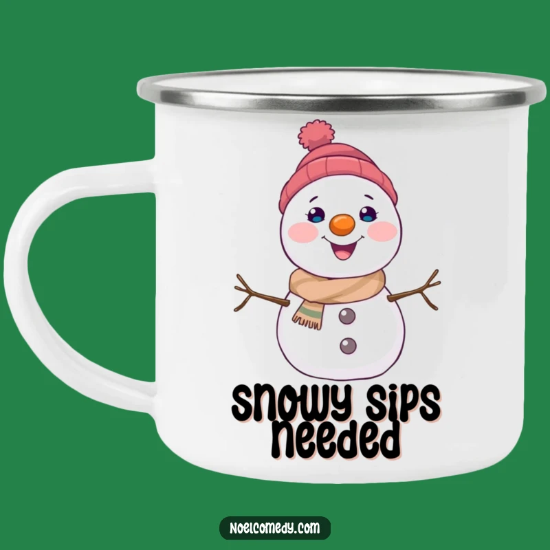 Durable Funny Snowman Camping Mug: Joyful Character with Carrot Nose, Outdoor Winter Spirit
