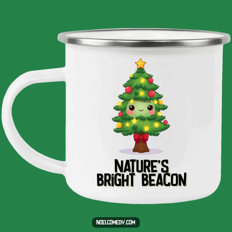 Festive Pine Tree Camping Mug: Durable Holiday Cup for Outdoor Cheer