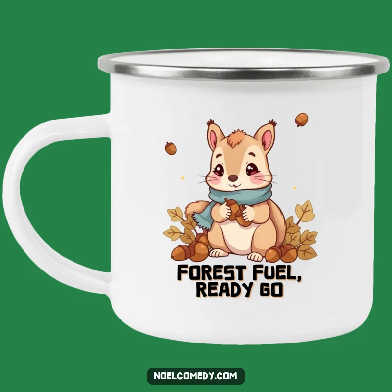 Funny Squirrel Camping Mug: Cute Acorn Collector w/ Scarf, Outdoor Gift
