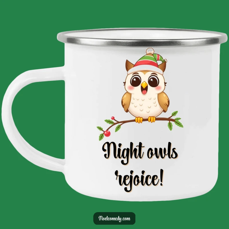 Funny Festive Owl Camping Mug - Holiday Adventures with a Hoot!