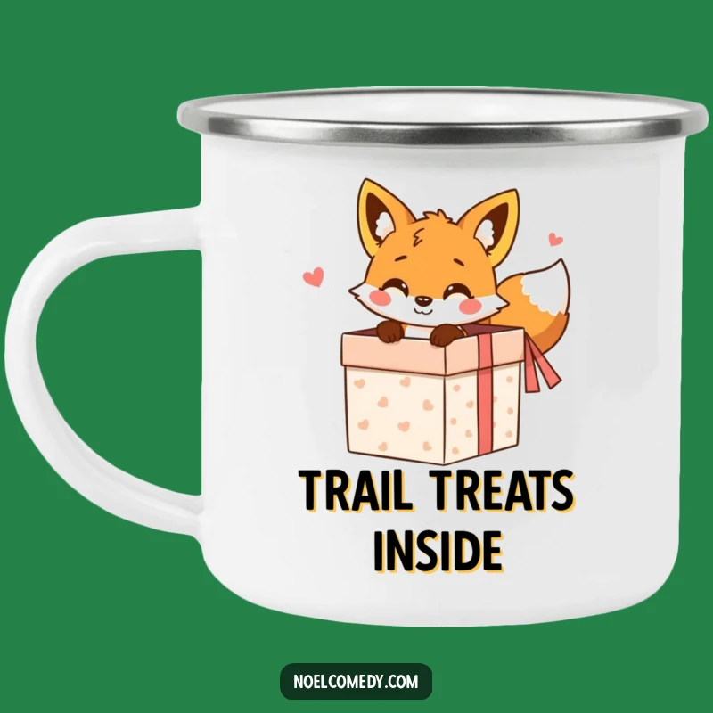 Funny Fox Gift Box Camping Mug: Peeking Fox Adventure, Perfect Outdoor Humor