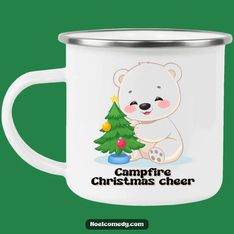 Funny Polar Bear Cub Christmas Camping Mug: Festive Sips in the Great Outdoors