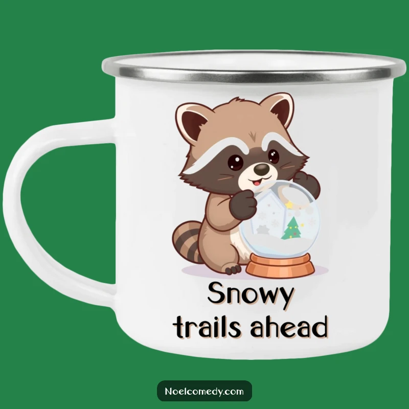 Funny Raccoon Snow Globe Camping Mug - Winter Adventures with a Twist
