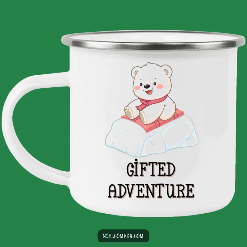 Funny Polar Bear Cub Enamel Camping Mug: Arctic Adventure Fuel, Perfect Funny Gift