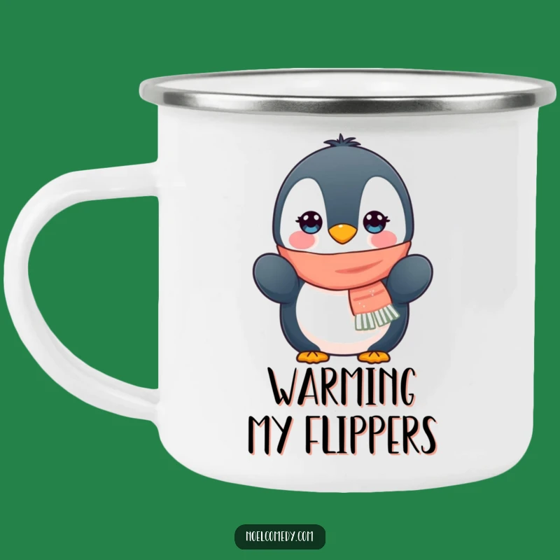 Funny Penguin Scarf Mittens Camping Mug - Outdoor Winter Dog Coffee Cup Funny Gift