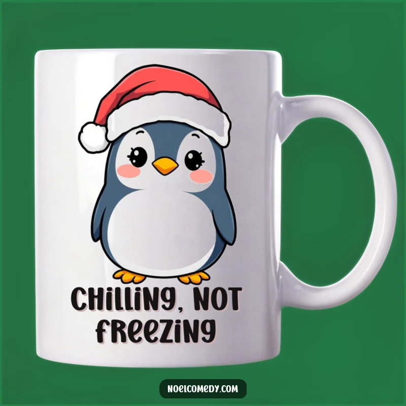Funny Penguin Santa Mug: Joyful Bird Gift, Perfect Holiday Cheer Drinking Cup