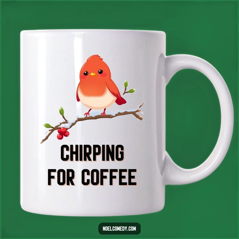 Funny Robin Mug: Cheerful Bird on Snowy Branch Ceramic Cup, Cute Funny Gift