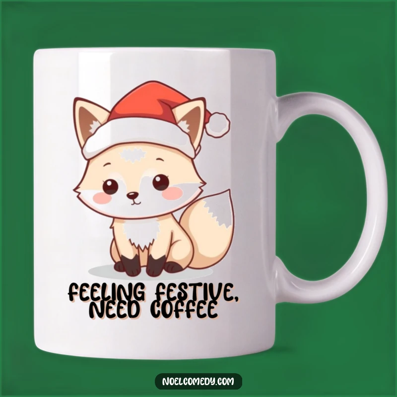 Funny Arctic Fox Santa Mug: Festive Cuteness, Perfect Comedic Gift for Holiday Cheer