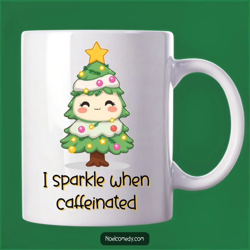 Funny Christmas Tree Mug: Twinkling Lights & Stars Ceramic Cup, Perfect Gift for Holiday Cheer