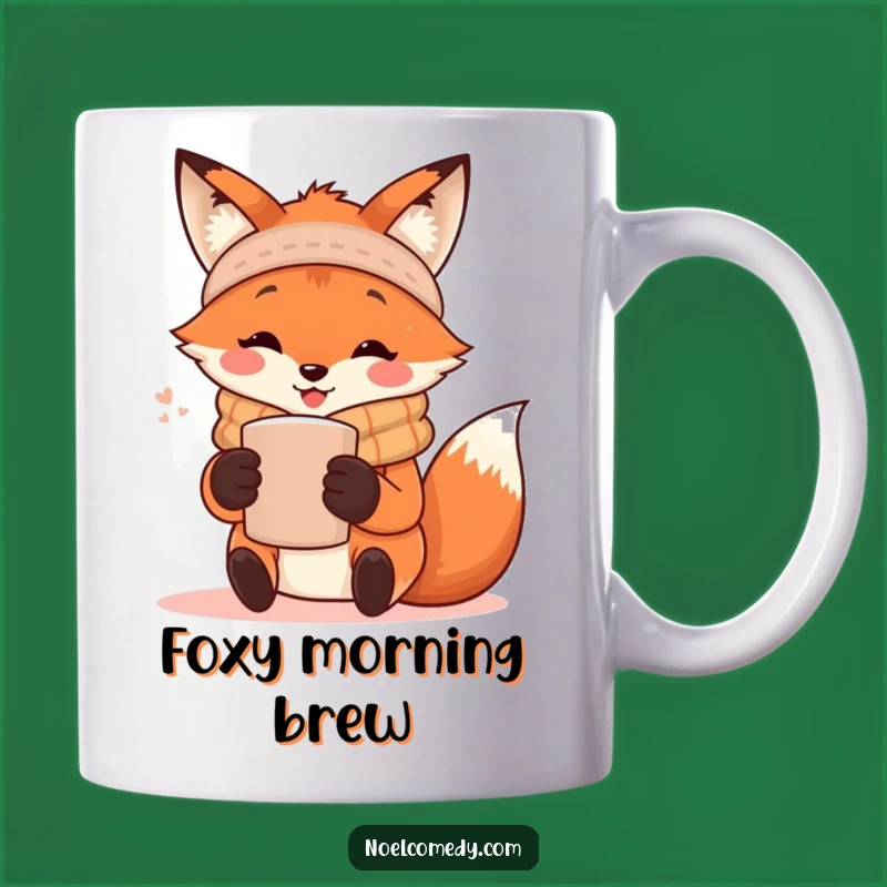 Funny Fox Mug: Cozy Scarf & Warm Drink, Perfect Humorous Gift for Autumn & Winter Lovers