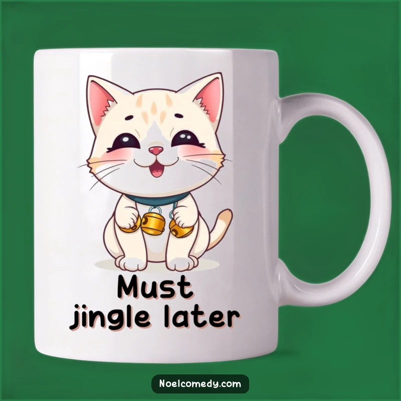 Funny Giggling Cat Jingle Bells Mug - Hilarious Gift for Cat Lovers Who Love Fun