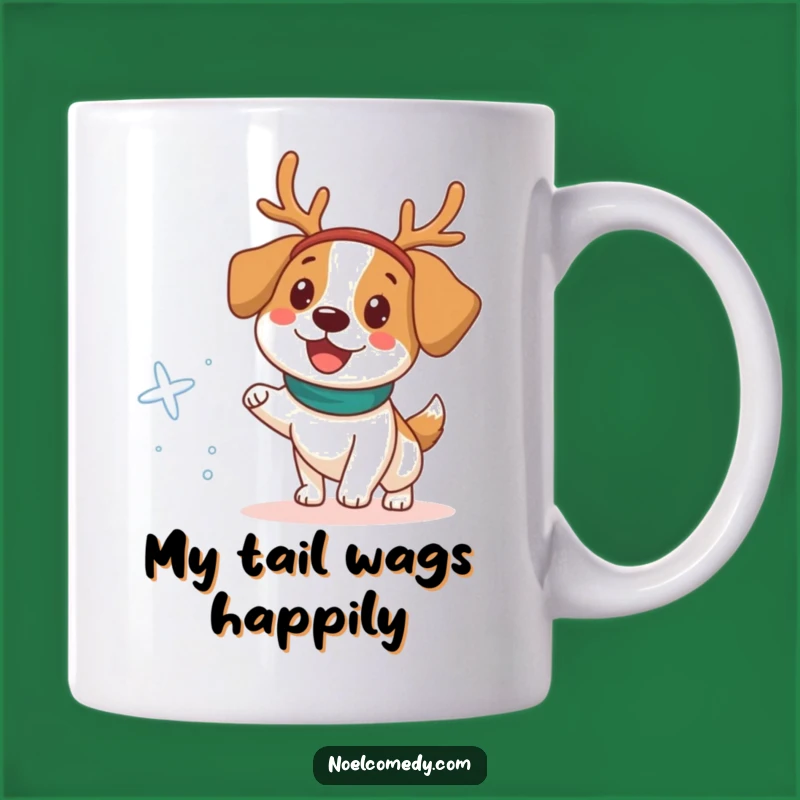 Funny Dog Reindeer Mug: Happy Holiday Chase Humor Gift