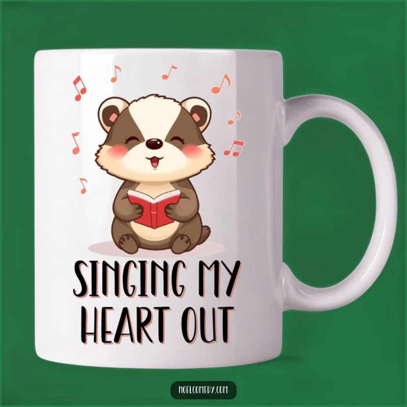 Funny Badger Carol Mug: Musical Notes Delight, Hilarious Holiday Gift for Singers