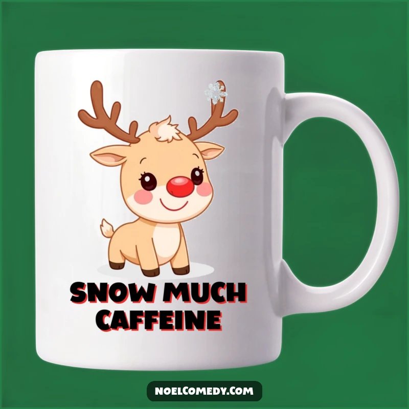 Funny Reindeer Mug: Smiling Red Nose Catches Snowflake, Perfect Holiday Gift for Christmas Cheer