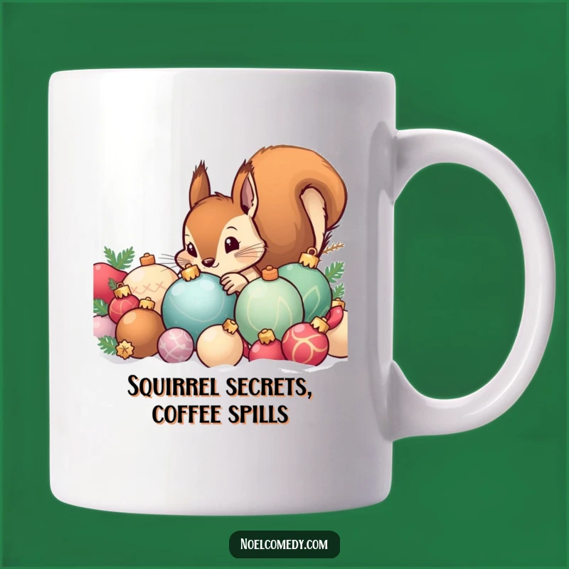 Funny Curious Squirrel Christmas Ornament Mug - Adorable Festive Gift for Holidays