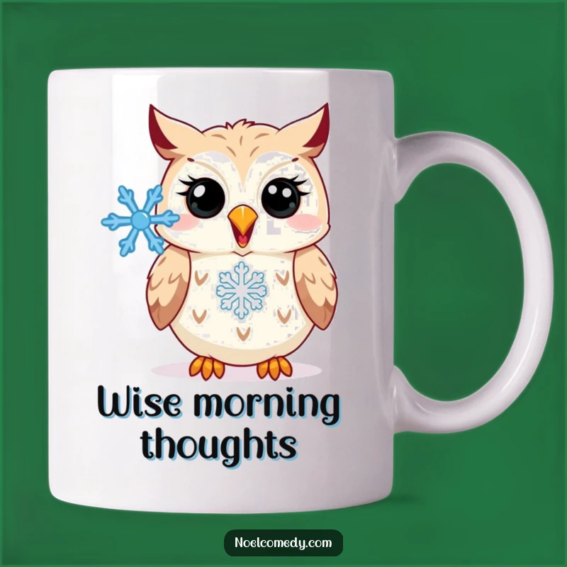 Funny Owl Snowflake Mug: Happy Hooting Bird, Perfect Winter Gift