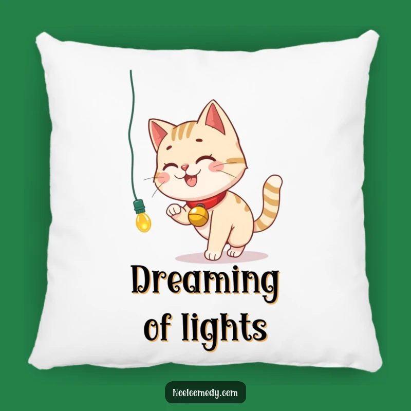 Funny Cat Christmas Pillow: Cozy Smiling Chase Decor