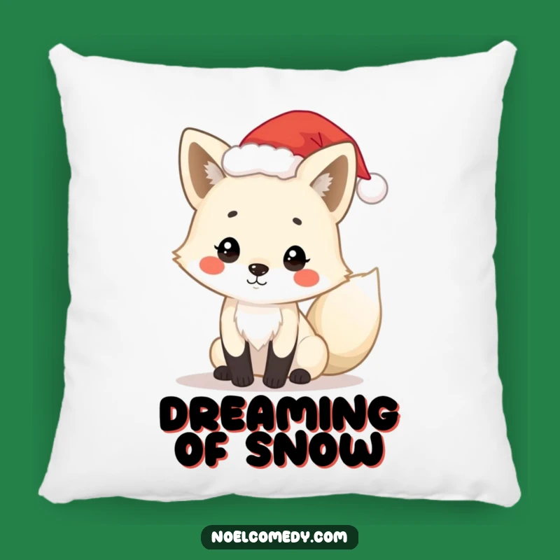 Funny Arctic Fox Pillow: Santa Hat Fox, Cozy Accent Pillow, Cute Funny Gift