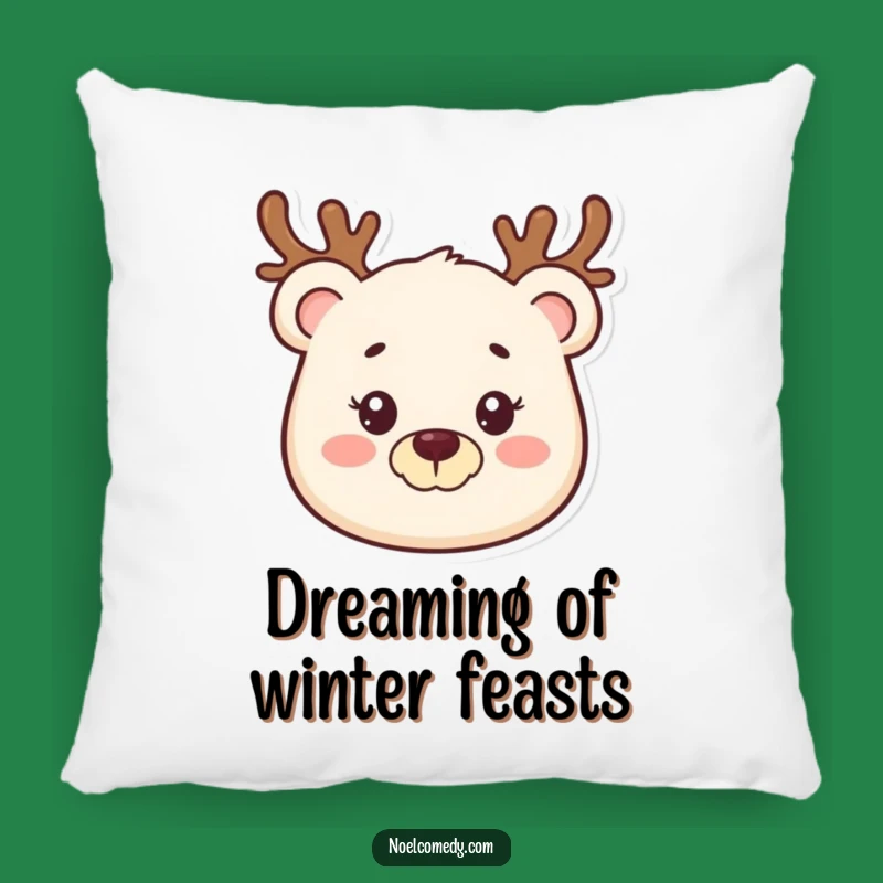 Soft Bear Reindeer Pillow, Festive Comfort Gift, Holiday Smiling Friend