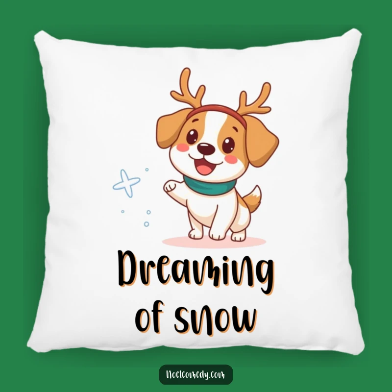 Funny Dog Reindeer Pillow: Cozy Happy Holiday Chase Decor