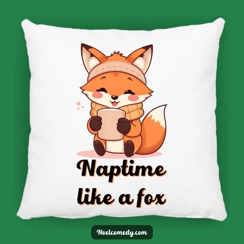 Funny Fox Pillow: Cozy Scarf Design, Sweet & Humorous Accent for Any Room