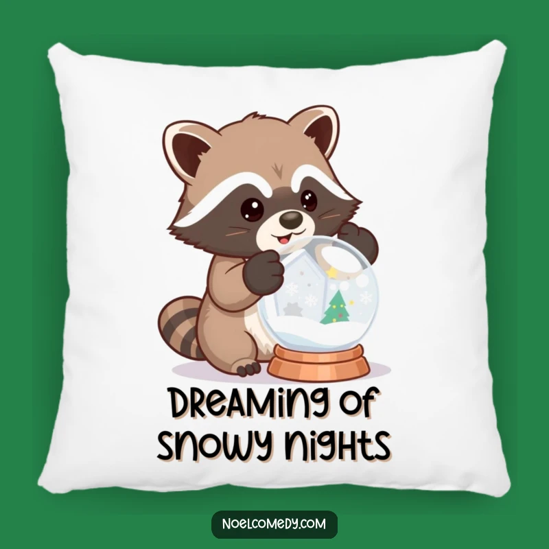 Funny Raccoon Snow Globe Pillow - Cozy Accent for Winter Nights