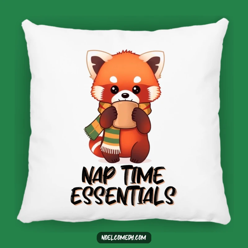 Funny Red Panda Pillow: Festive Scarf Comfort for a Hilarious Gift