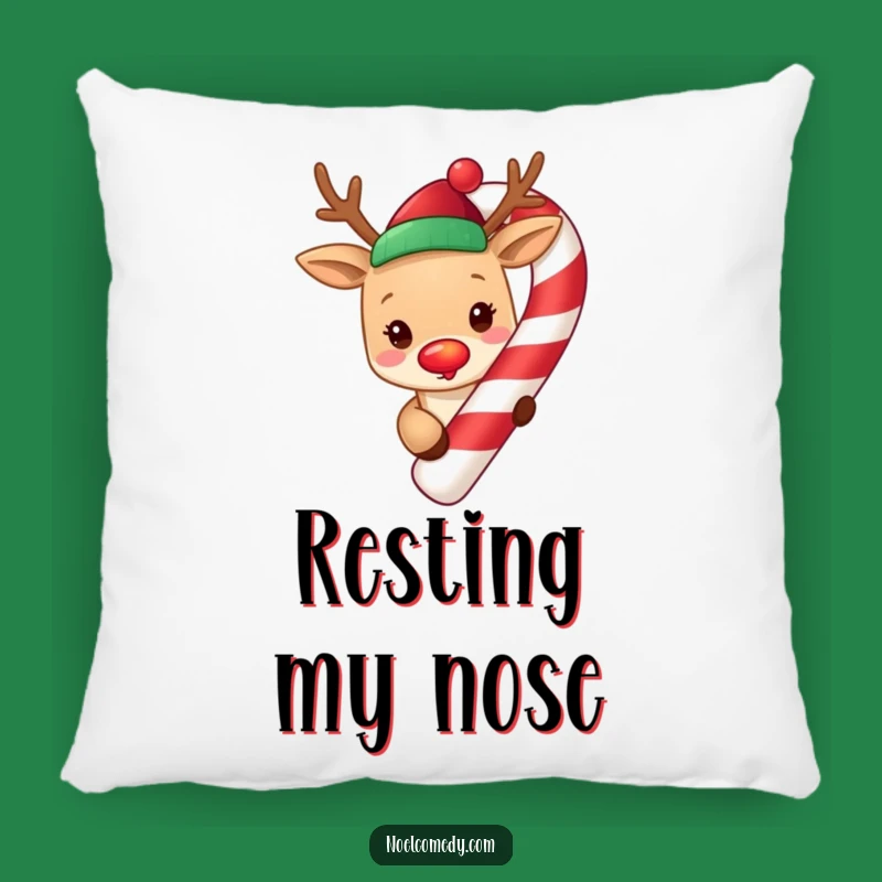 Funny Reindeer Candy Cane Pillow: Cozy Holiday Comfort, a Sweet Funny Gift