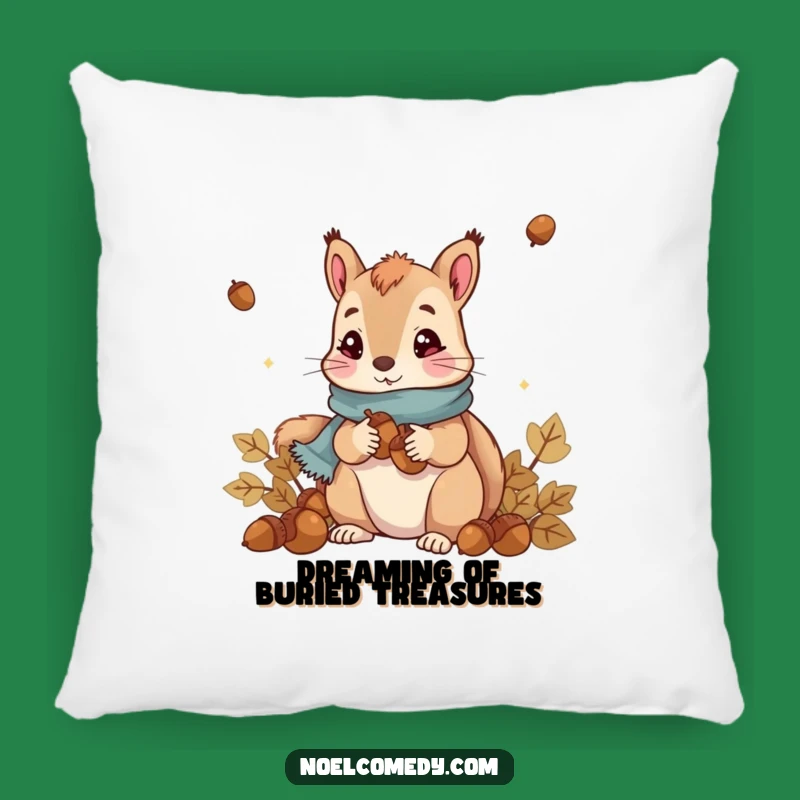 Funny Squirrel Pillow: Cute Acorn Collector with Scarf, Cozy Decorative Gift