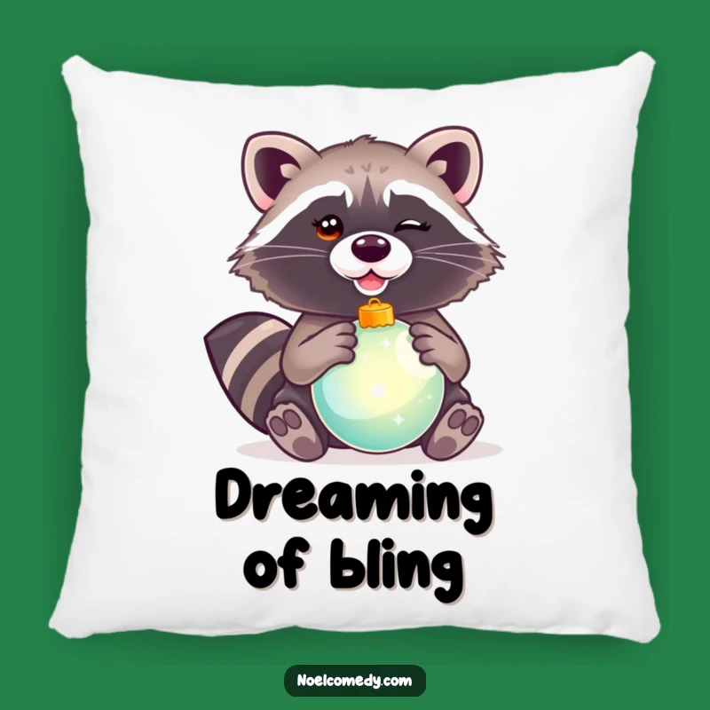 Funny Winking Raccoon Ornament Pillow: Cozy Critter's Festive Accent for a Snuggly Gift