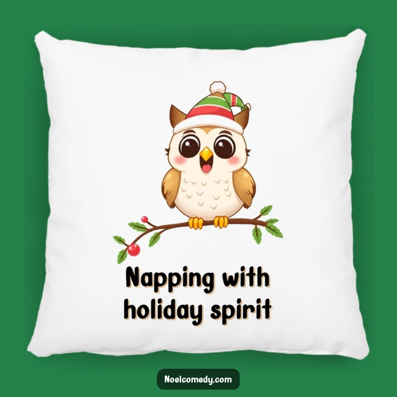 Funny Festive Owl Pillow - Cozy Holiday Accent for Your Home