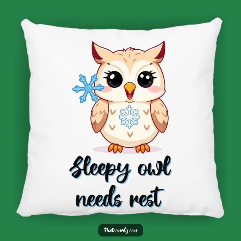 Soft Funny Owl Snowflake Pillow: Hooting Owl Comfort, Perfect Cozy Winter Accent