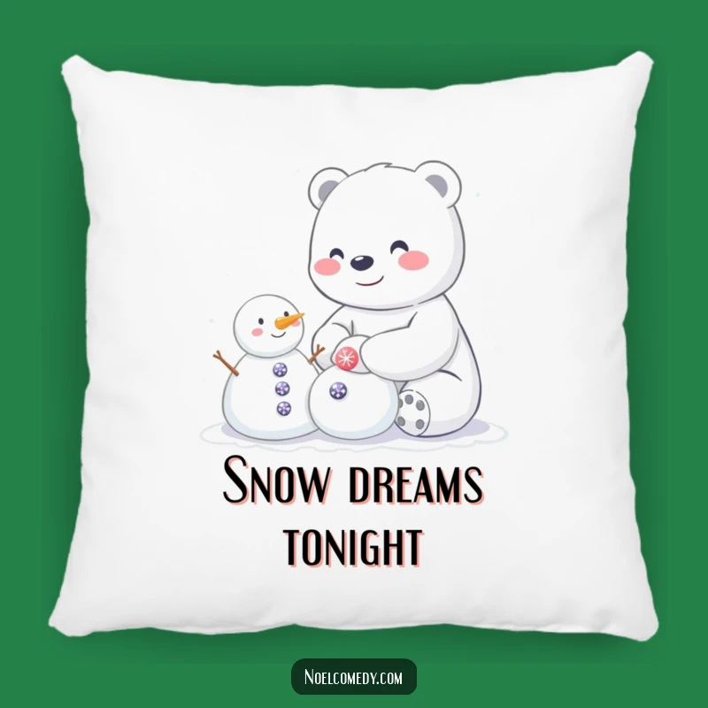 Funny Happy Polar Bear Pillow - Cozy Winter Comfort with Snowman Fun