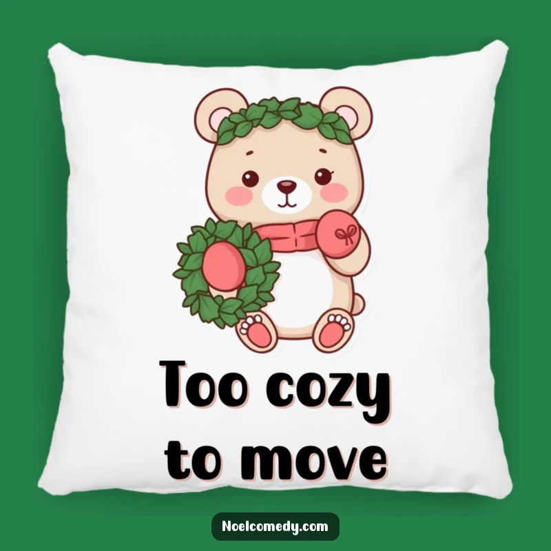 Funny Bear Wreath Pillow: Cozy up with this friendly character, a perfect funny holiday gift.