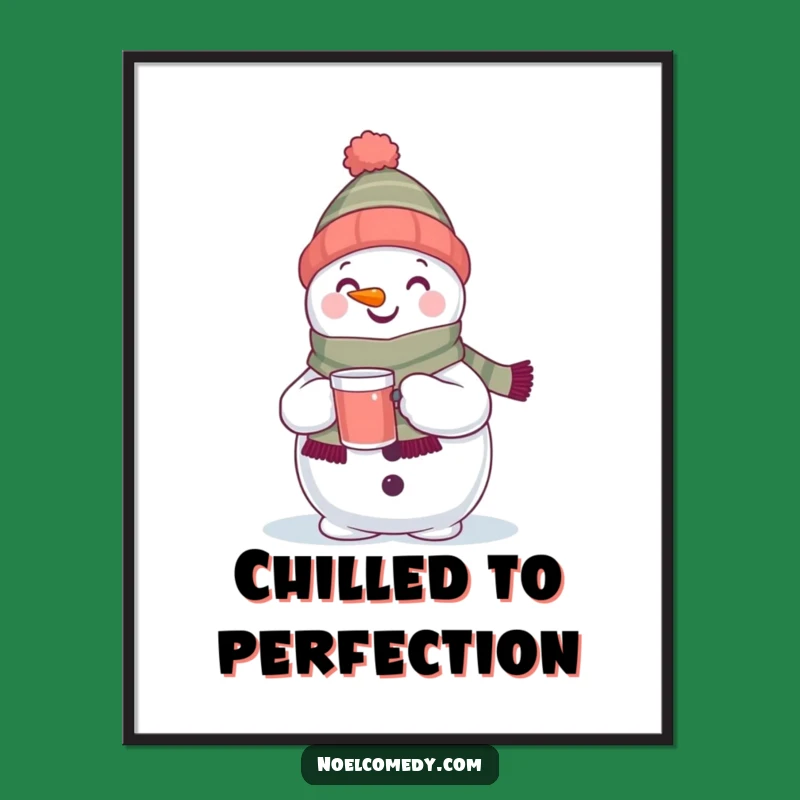 Funny Snowman Digital Art: Charming winter character art, a perfect funny holiday gift.