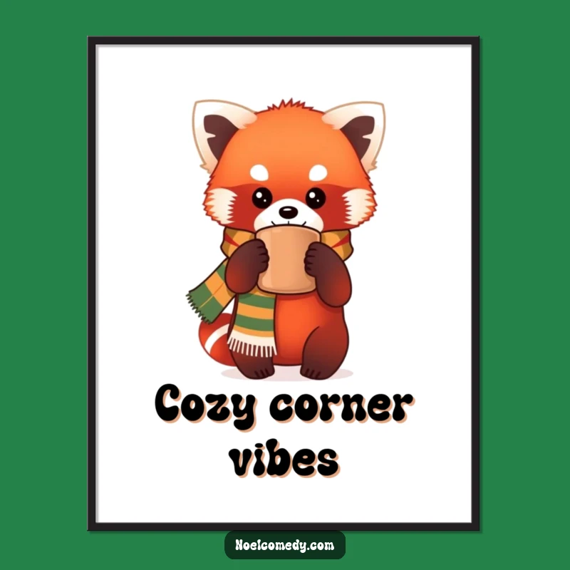 Funny Red Panda Digital Art: Festive Scarf Print for a Hilarious Gift