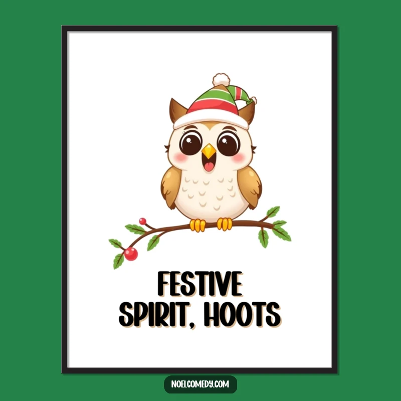 Funny Festive Owl Digital Art - Instant Holiday Charm for Your Walls