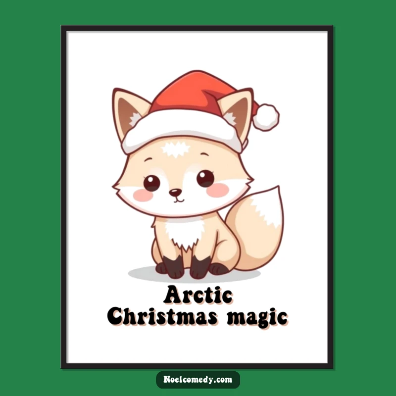 Funny Arctic Fox Santa Digital Art: Instant Holiday Charm, Whimsical Comedic Gift
