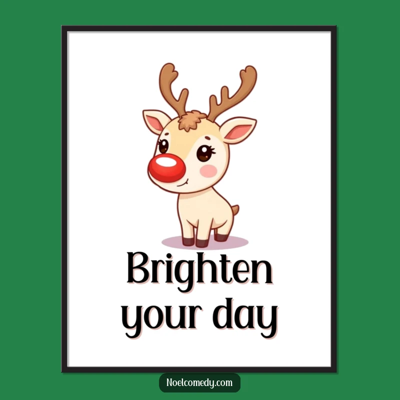 Funny Reindeer Nose Digital Art: Glowing Nose Gift, Instant Festive Wall Decor