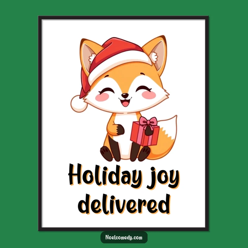 Funny Santa Fox Present Digital Art: Instant Festive Wall Decor