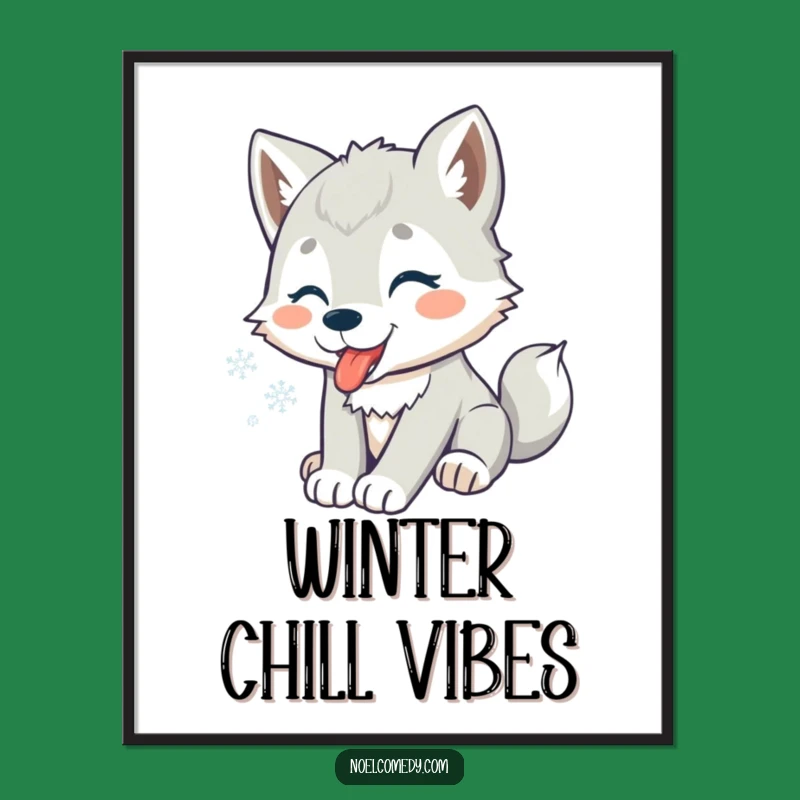 Funny Wolf Pup Snowflakes Digital Print: Instant Winter Decor for a Quick Gift